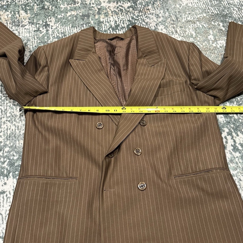 Vintage Fox Brothers Suit Brown Pinstripe Double Breasted Gangster Look - Picture 5 of 16